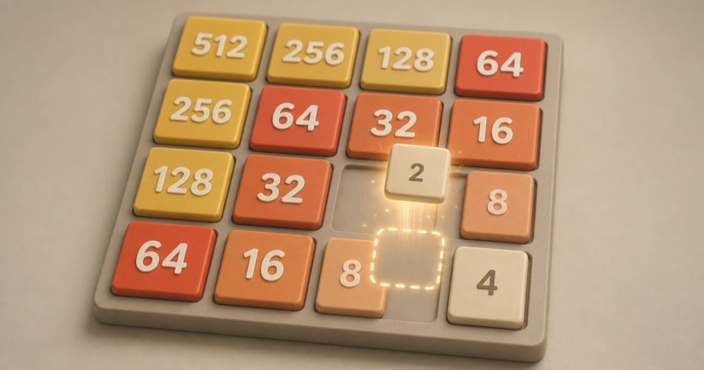 A new 2048 tile appearing in an awkward spot